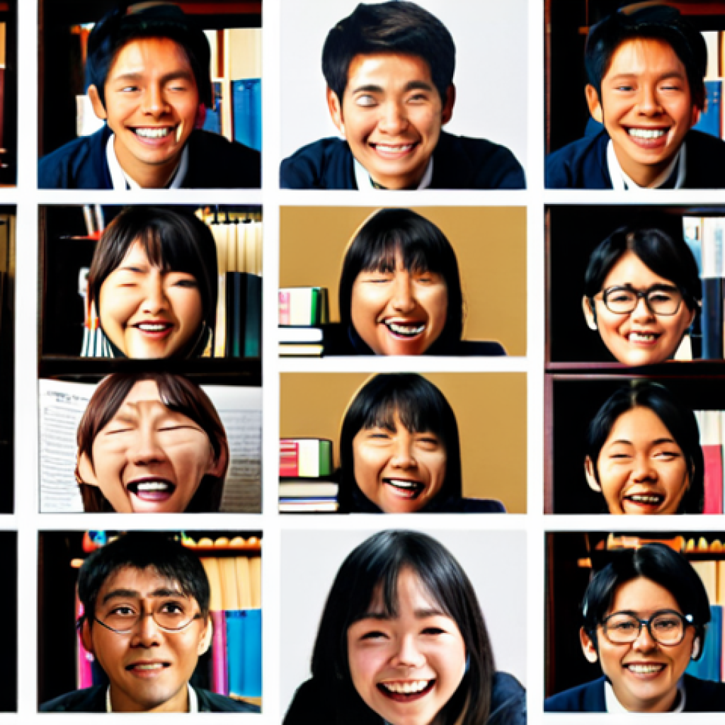 From Solitude to Synergy**
A dynamic split image showing a Japanese student initially isolated and overwhelmed by stacks of complex legal textbooks, looking stressed. The other half of the image transitions to a vibrant online study group, with smiling faces of diverse individuals (men and women, various ages) actively collaborating, sharing screens, and offering mutual encouragement on a video call, bathed in a warm, supportive light. The atmosphere shifts from struggle to collaborative success.

**
