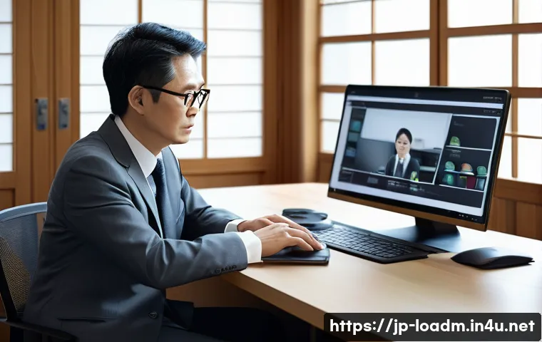 지방행정사 실무 사례 분석 - A professional Japanese administrative scrivener (gyoseishoshi) in a modern office environment, wear...